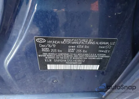 2020 Hyundai Sonata Limited z USA, uszkodzony, nr VIN 5NPEH4J20LH018012